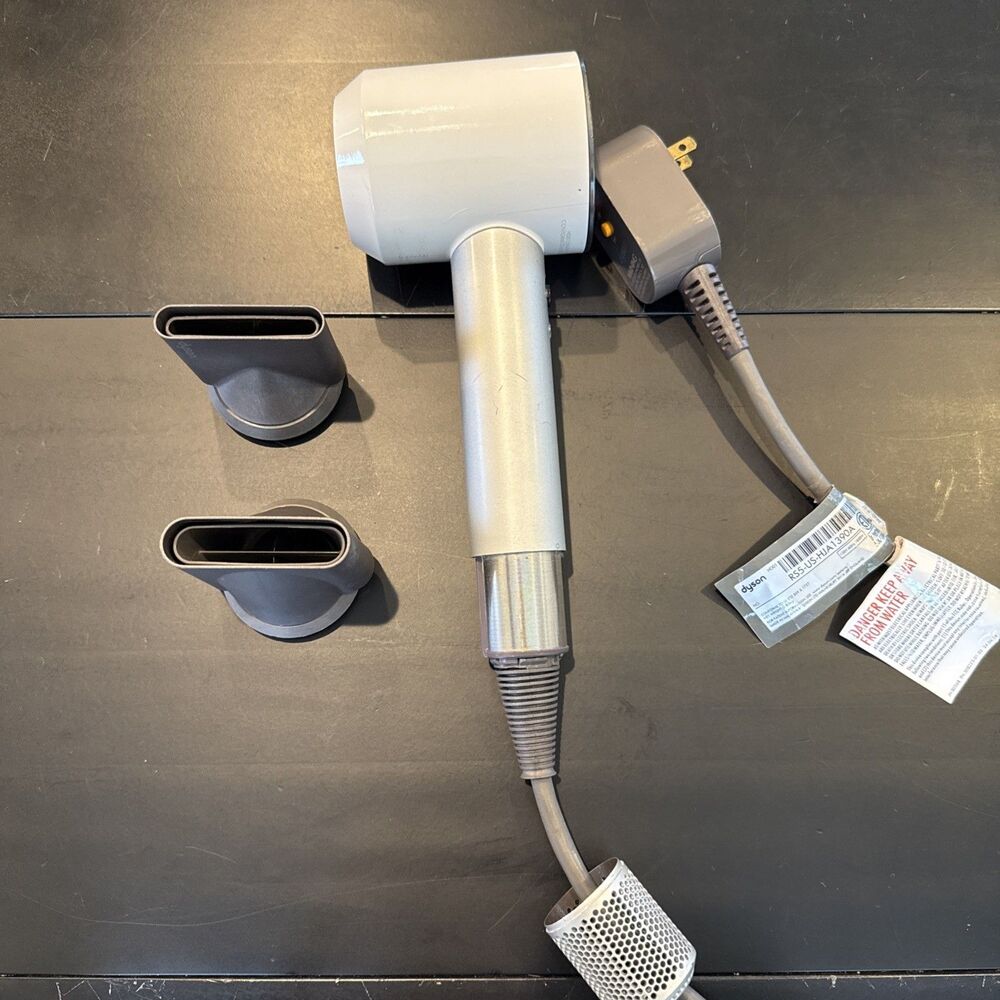 Dyson Supersonic HD01 1600W Professional Hair Dryer Gray w/ 2 attachments, USED